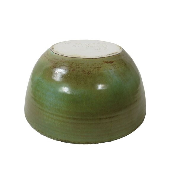 Vintage Handcrafted Green Blue Ceramic Bowl Signed J K Dryden Original 1983 - Picture 6 of 8